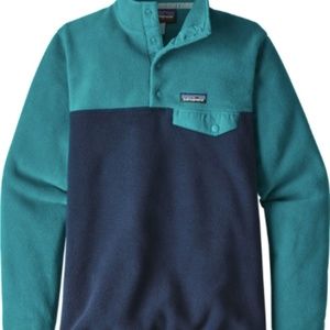 Navy and Teal Patagonia Synchilla Fleece Pullover